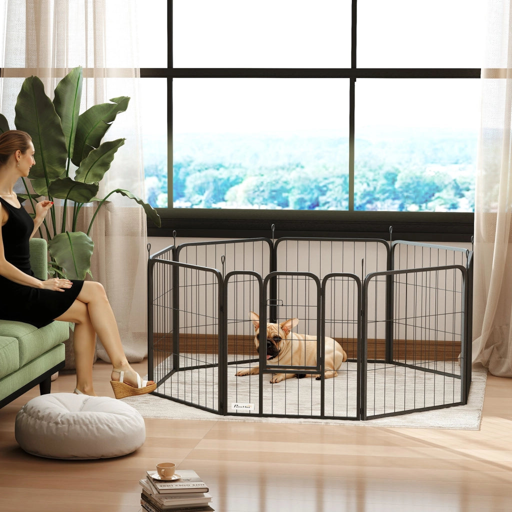 Recinto per Cani 8 Pannelli Modulabile Pieghevole ¨C zephmum ¨C Nero 60 cm