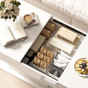 Tavolino da Caffè Estensibile 108-178.5x53x49 cm con Vano Contenitore Moderno Bianco Lucido