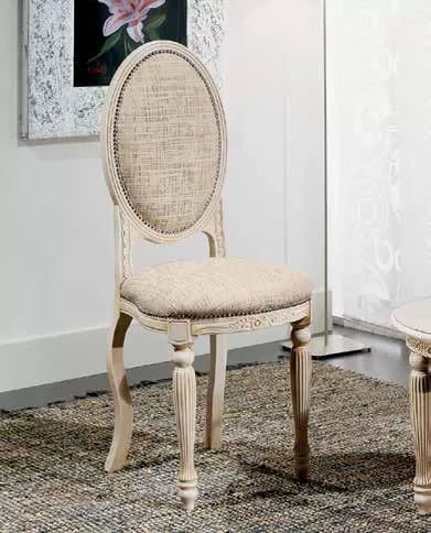 Sedia shabby chic imbottita in legno massello intagliata con fregi - Mobili 2G