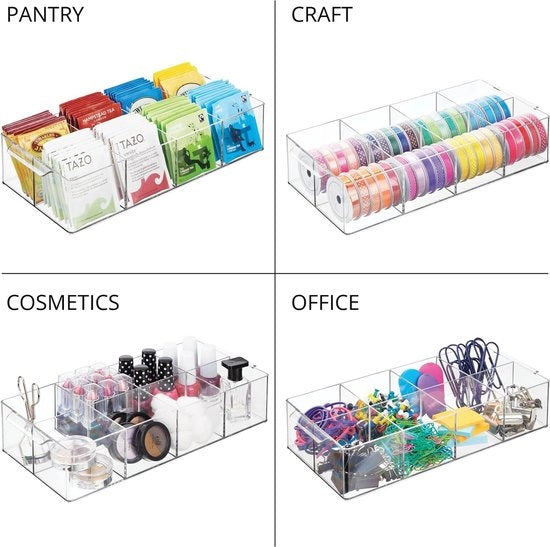Organizzatore per cucina e dispensa - ideale per tè, caffè, spezie e altri alimenti - pratico/ plastico/ con maniglie/ con 8 contenitori.