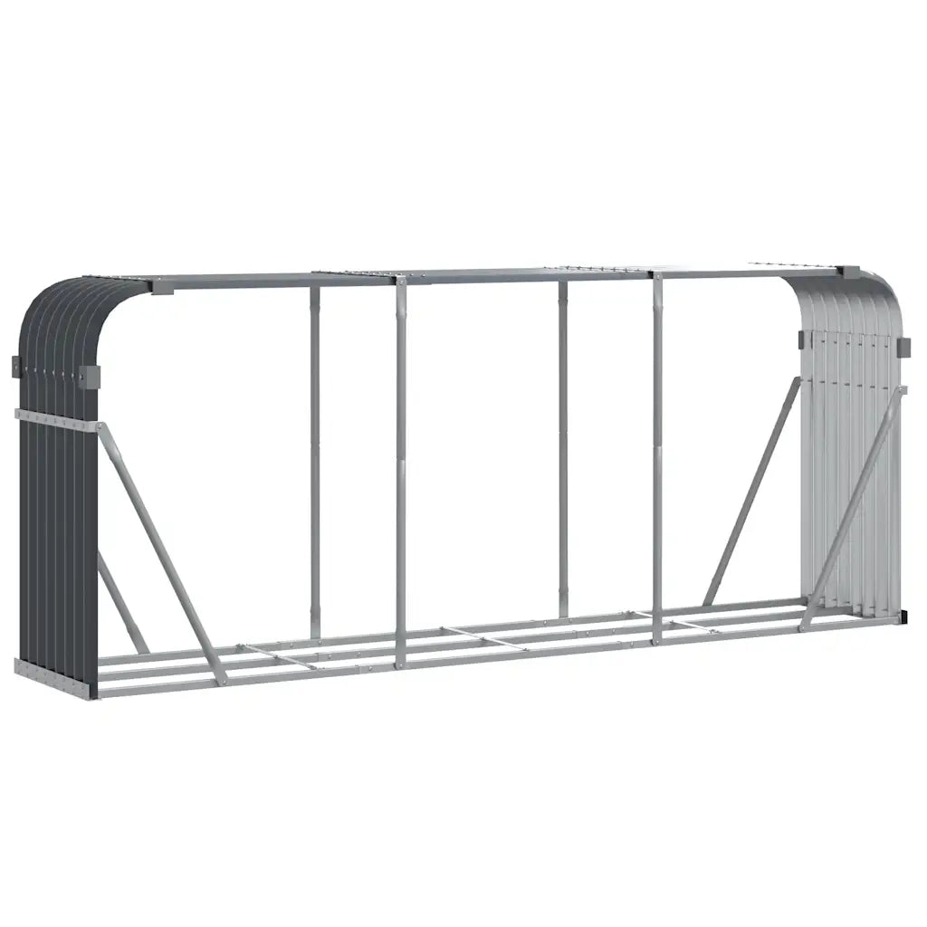 Portalegna-Scaffale per Legna Antracite 234x45x100 cm Acciaio Zincato
