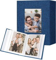 Albumi fotografici premium 10x15 cm per 100 foto, set da 2 pezzi, blu, copertina in lino, per opere d'arte e cartoline, 50 cassette