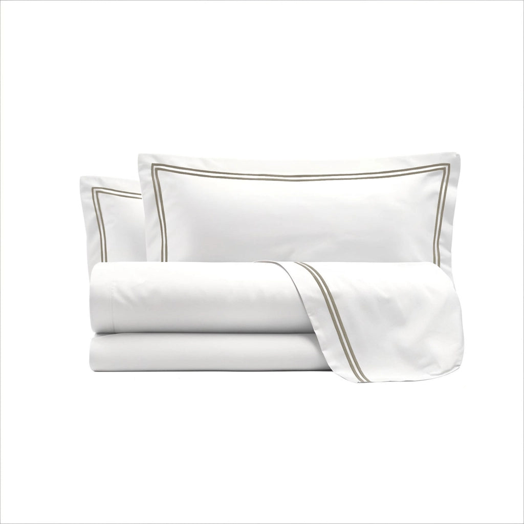 Set Lenzuola Sopra Sotto e Federe Matrimoniale Maxi 180x200 cm Linea Venere in Raso di Cotone Tortora