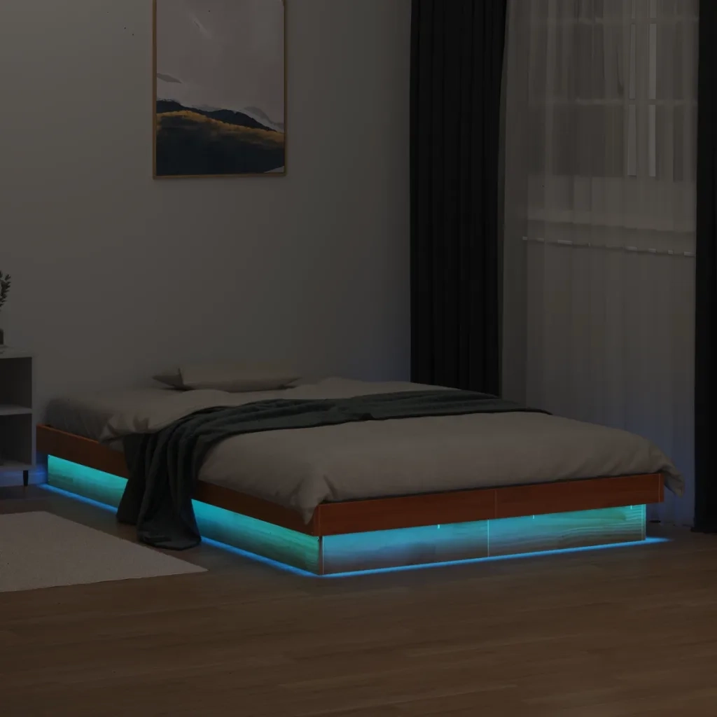 Giroletto LED Marrone Cera 140x190 cm in Legno Massello di Pino 844423
