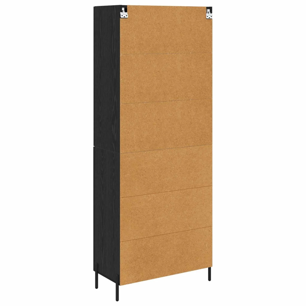 Credenza | Madia | Buffet da pranzo | Armadio da pranzo Rovere Nero 69,5 x 34 x 180 cm Legno multistrato
