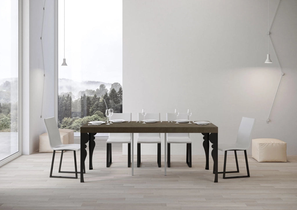 Consolle Allungabile 90-196x40x77 cm Paxon Small Premium Tortora Telaio Antracite