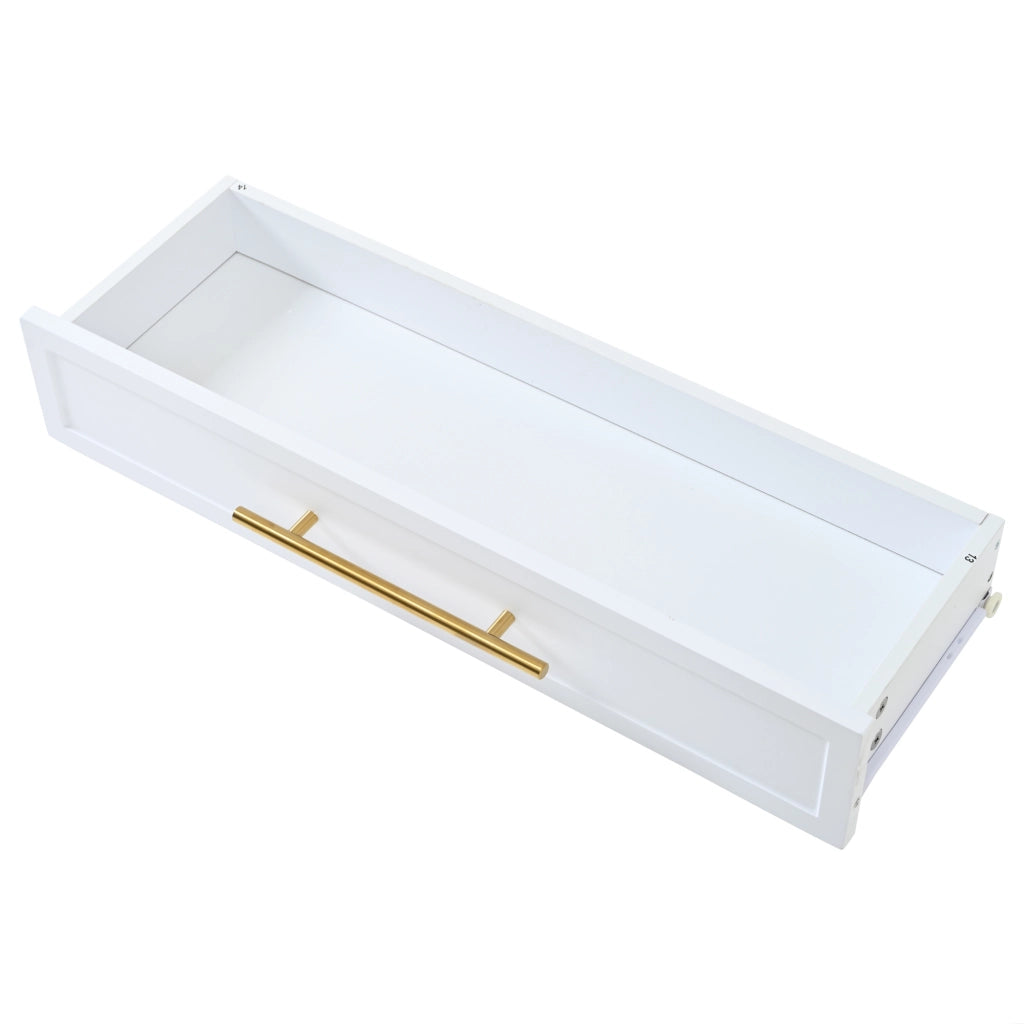 Scarpiera 140x25x123.5 cm con 12 ripiani e 2 cassetti in MDF bianco