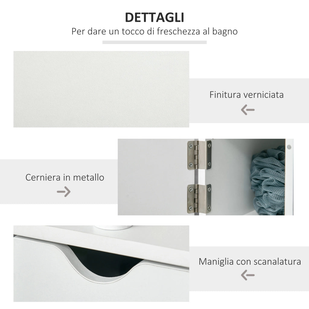 Colonna Bagno con Armadietti e Ripiani ¨C Zephmum ¨C Bianco 15.2x29.8x118 cm