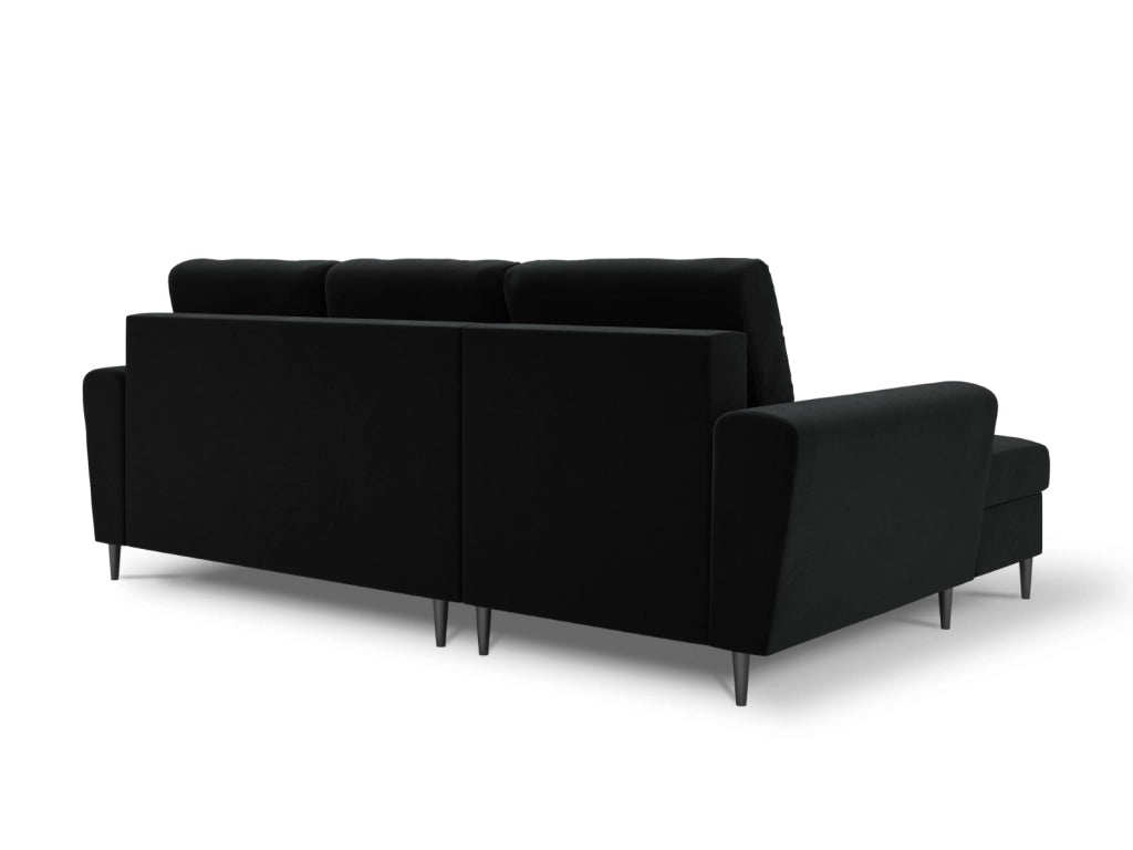 Cosmopolitan Design - Divano convertibile angolare sinistro con contenitore "Kyoto" 4 posti in velluto nero 