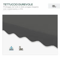 Ombrellone a Sbalzo con Doppio Tetto, Apertura a Manovella e Base a Croce, 2.5x2.5m, Grigio