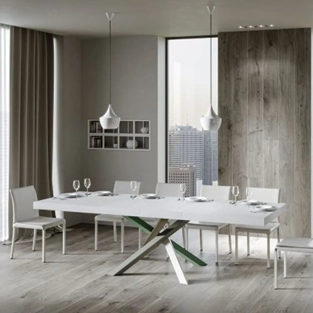 Tavolo allungabile 130/234x90 cm Volantis Premium colore bianco frassino gambe multicolore 4/A