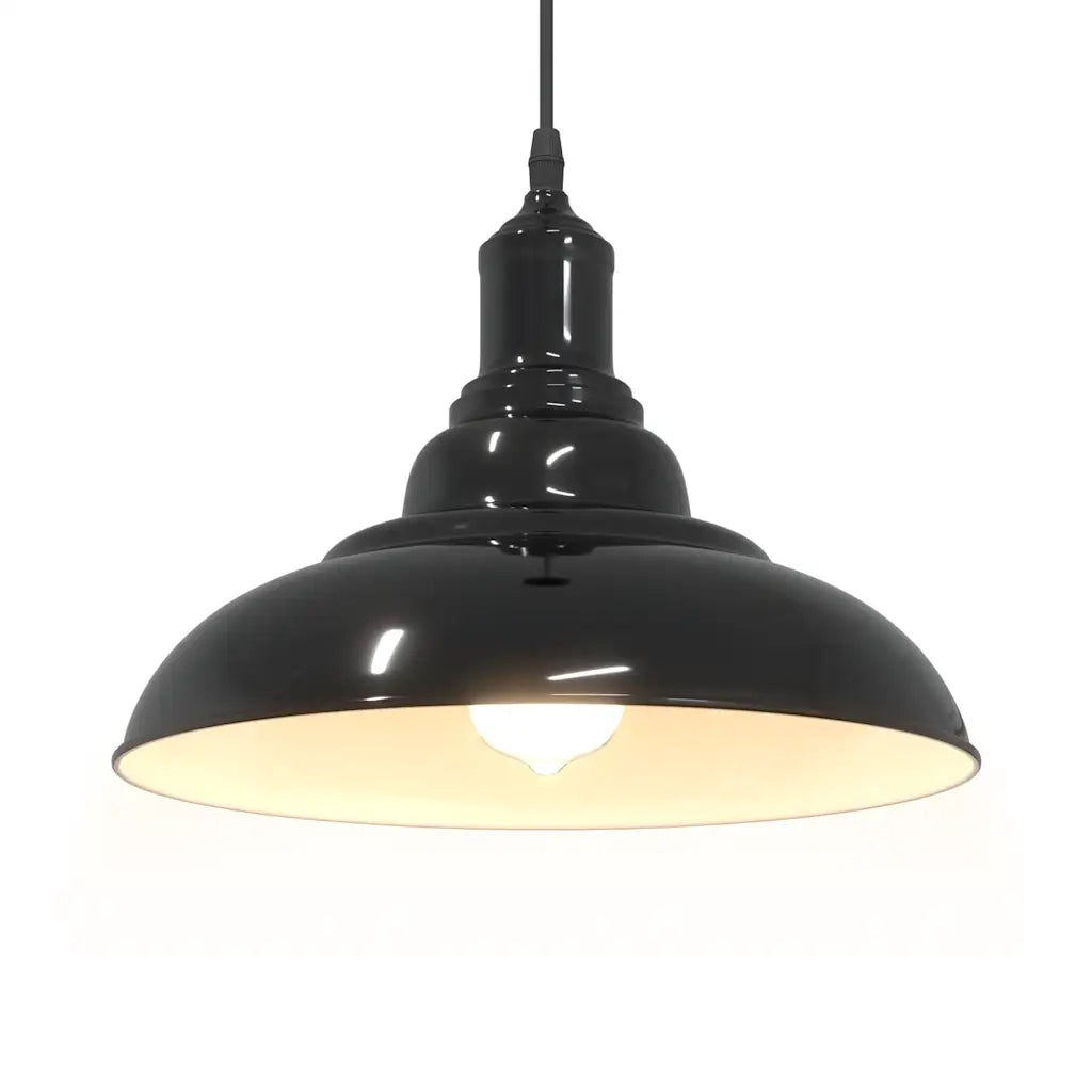 Lampada a Sospensione Regolabile E27 Nero Lucido ?31 cm Metallo CFW4431406