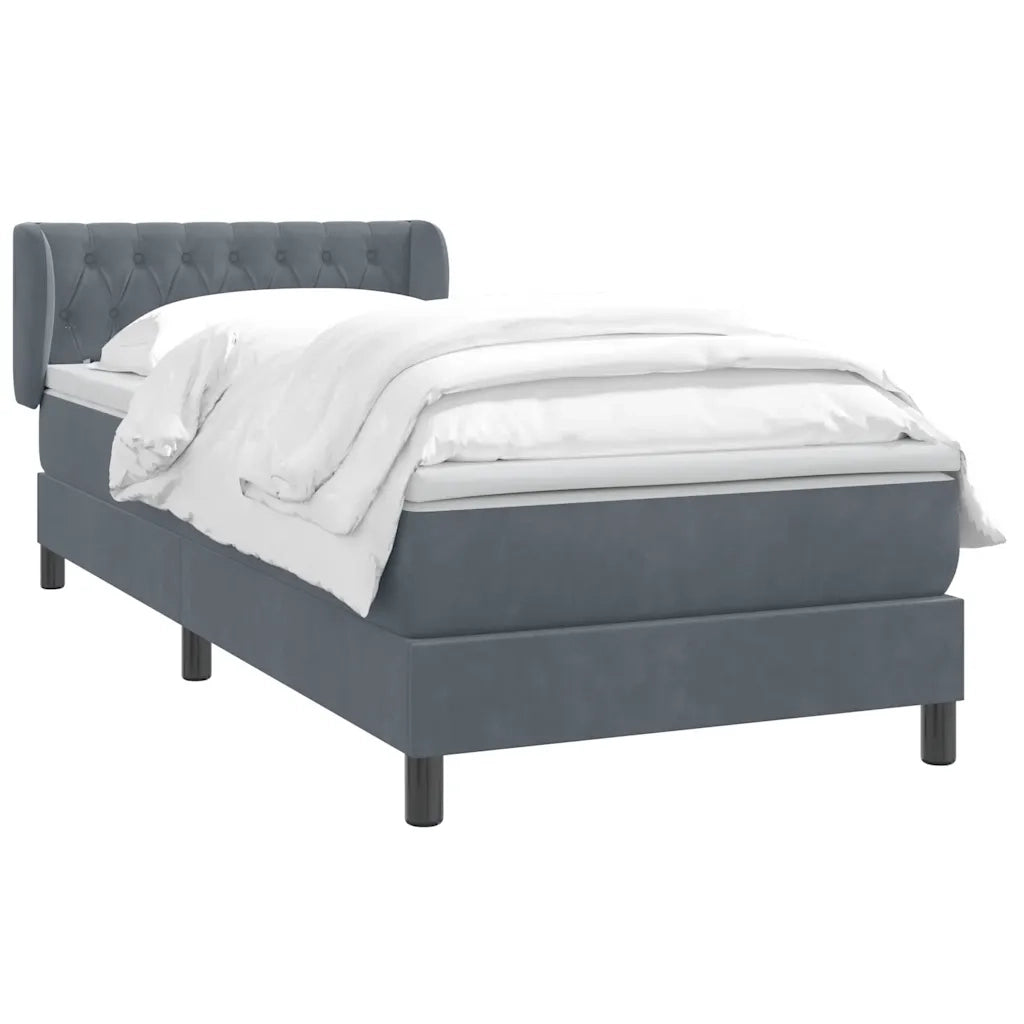 Giroletto a Molle con Materasso Grigio Scuro 90x220 cm Velluto
