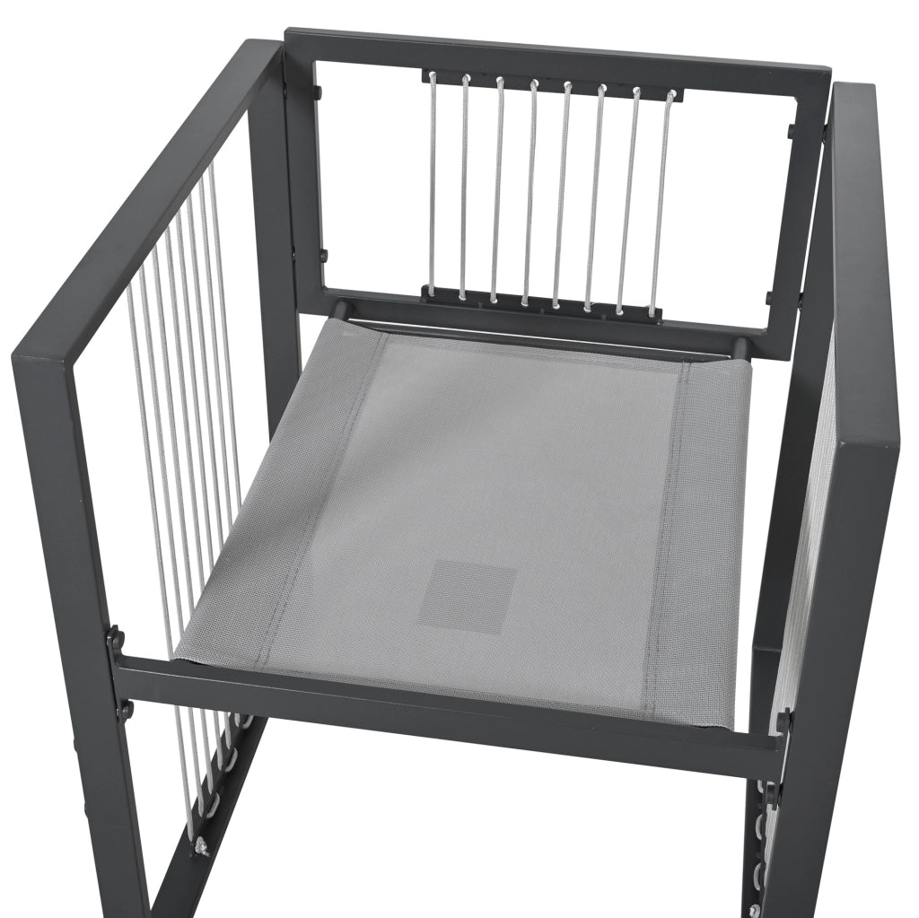 Set da pranzo da esterno 7 pezzi con tavolo quadrato 117x117 cm; vetro temperato nero; bianco e nero