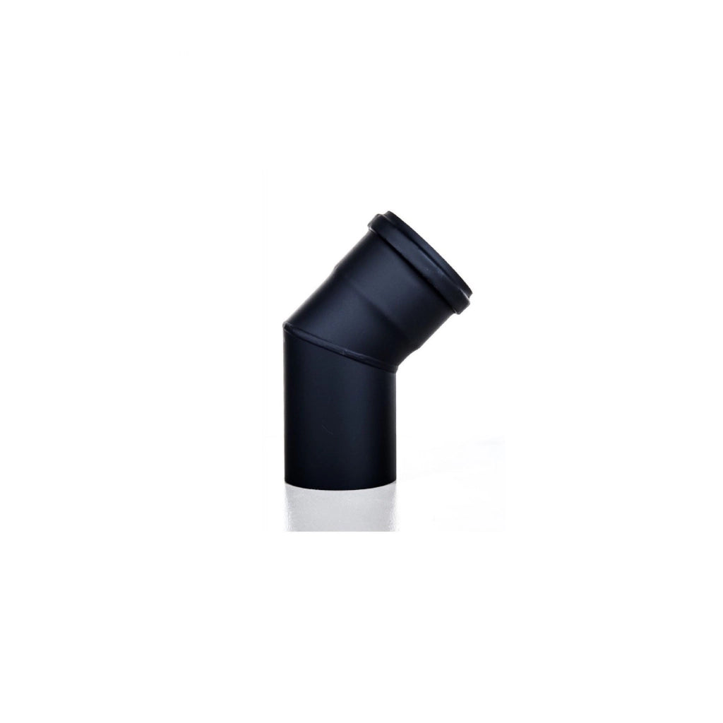 Gomito a 45° linea pellet in acciaio nero diametro 100 tubo per fumi curva