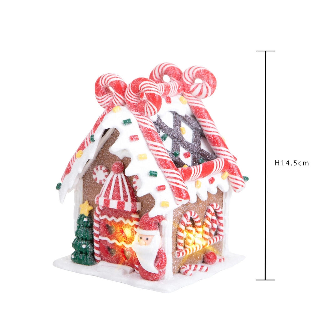 Casa Natalizia di Zucchero Dolce Illuminata con Led 14,5 cm