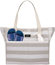Borsa da Spiaggia Grande per Uomo e Donna Beige - Lino - Grande Borsa da Spiaggia per Spiaggia, Piscina, Piscina - Borsa da Spiaggia XXL con Chiusura a Cerniera - Leggera