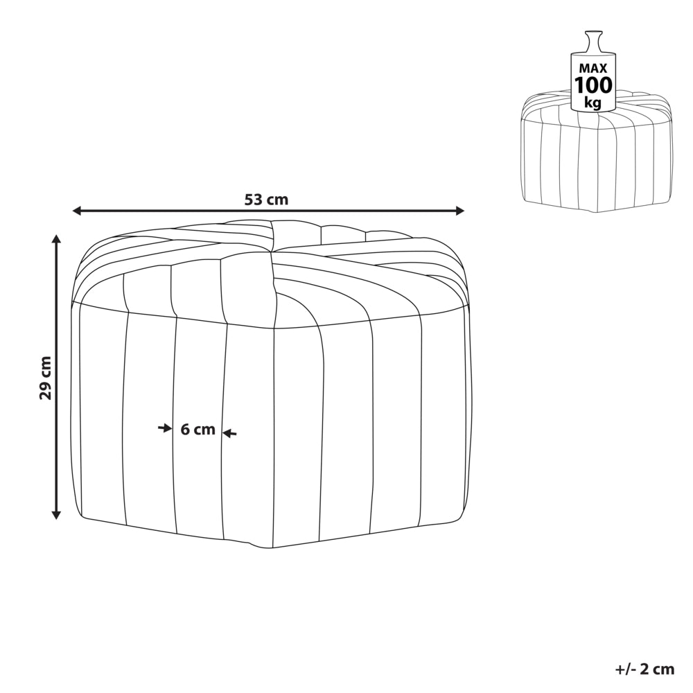 Pouf Velluto Bianco Sporco 29 x 53 x 48 cm Poggiapiedi Esagonale Imbottito Glamour