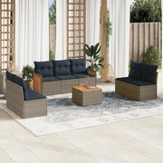 Set Divani da Giardino 8 pz con Cuscini Grigio in Polyrattan 3227566