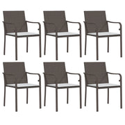 Sedie da Giardino con Cuscini 6 pz | Sedie da Esterno Marroni 56x59x84cm Polyrattan