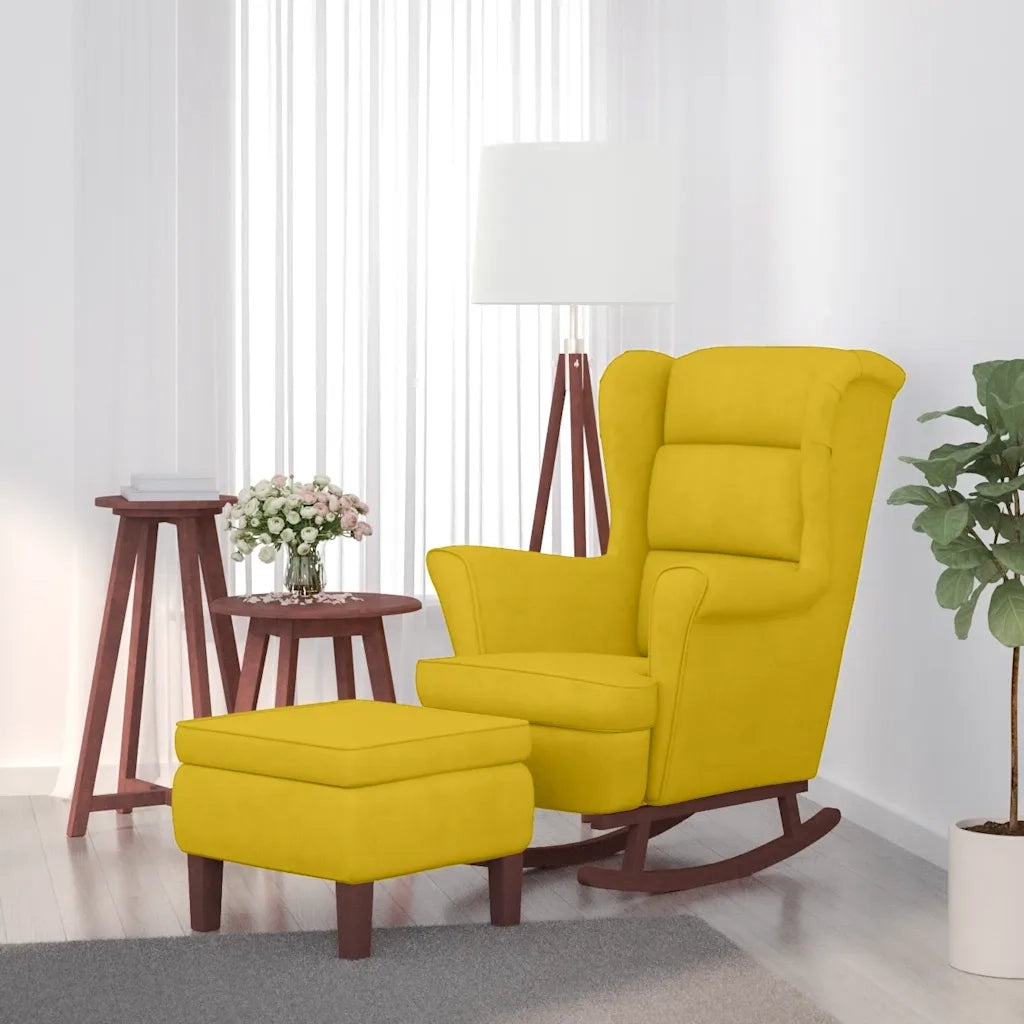 Sedia a dondolo con schienale alto in velluto giallo CFW1485724