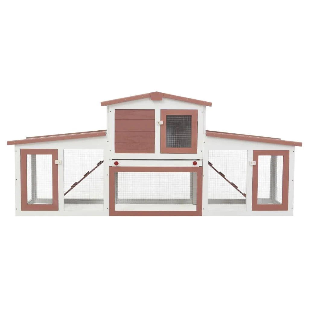 Grande gabbia da esterno 204 x 45 x 85 cm in legno marrone e bianco 02_0000607