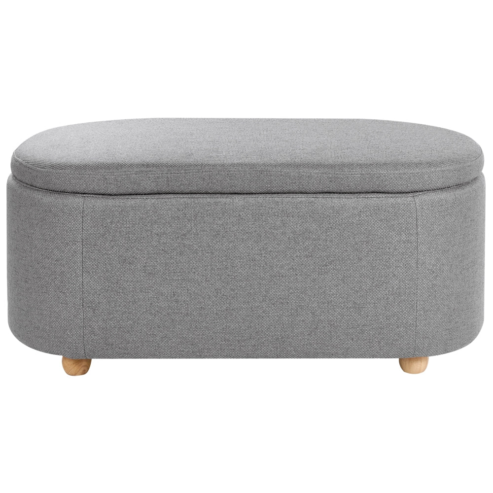 Panca contenitore in tessuto grigio chiaro con finitura idrorepellente pouf imbottito con contenitore seduta per l'ingresso