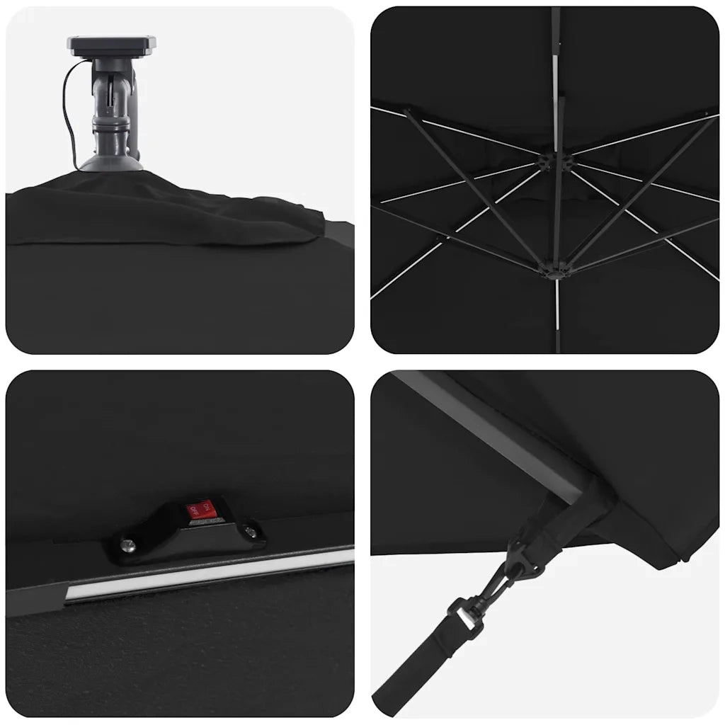 Ombrellone Nero 249 x 249 x 250 cm Poliestere e Alluminio 42003403