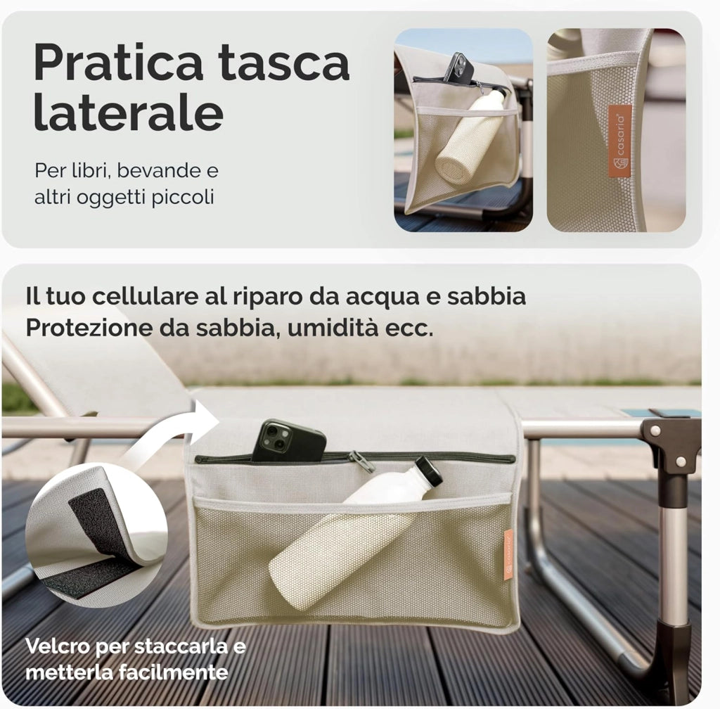 ® Lettino Prendisole Pieghevole Malta 210x61cm con Tettuccio Carico Max. 180kg Sdraio da Giardino Mobili Esterno
