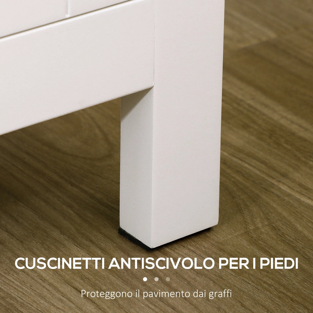 Cassettiera con 2 Ante e 2 Ripiani Regolabili ¨C Zephmum ¨C Bianco Legno 120x40x70 cm