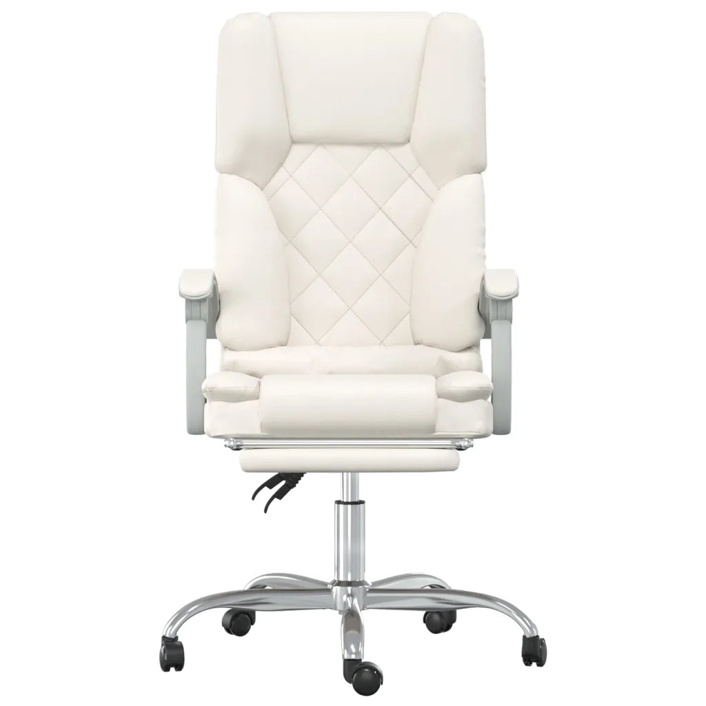 vidaXL Poltrona da Ufficio Massaggiante Reclinabile Crema Similpelle