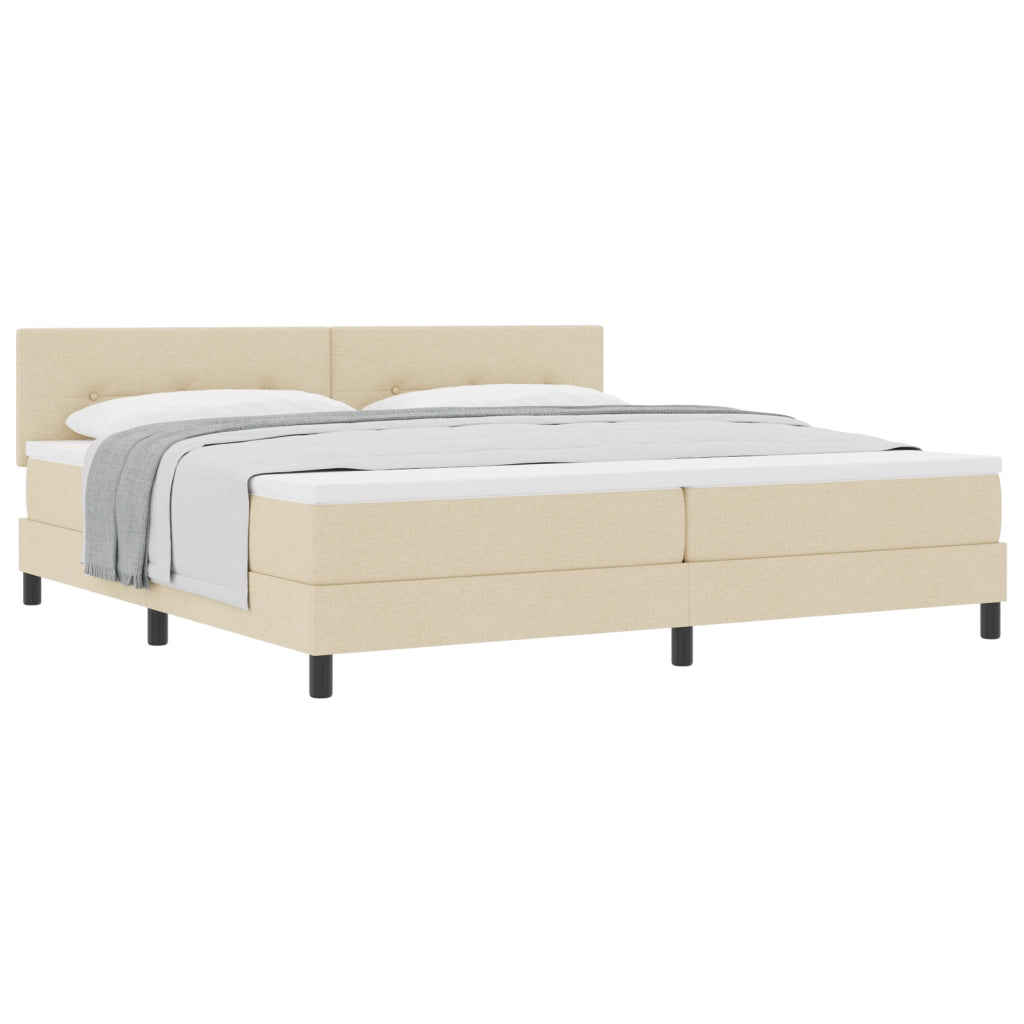 Letto con rete e materasso crema 200x200 cm tessuto
