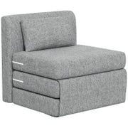 Poltrona Letto Pieghevole da Terra a 3 Sezioni Salvaspazio in Tessuto, 80x75x74 cm, Grigio