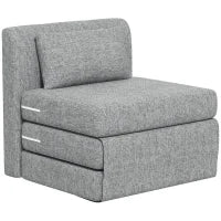 Poltrona Letto Pieghevole da Terra a 3 Sezioni Salvaspazio in Tessuto, 80x75x74 cm, Grigio