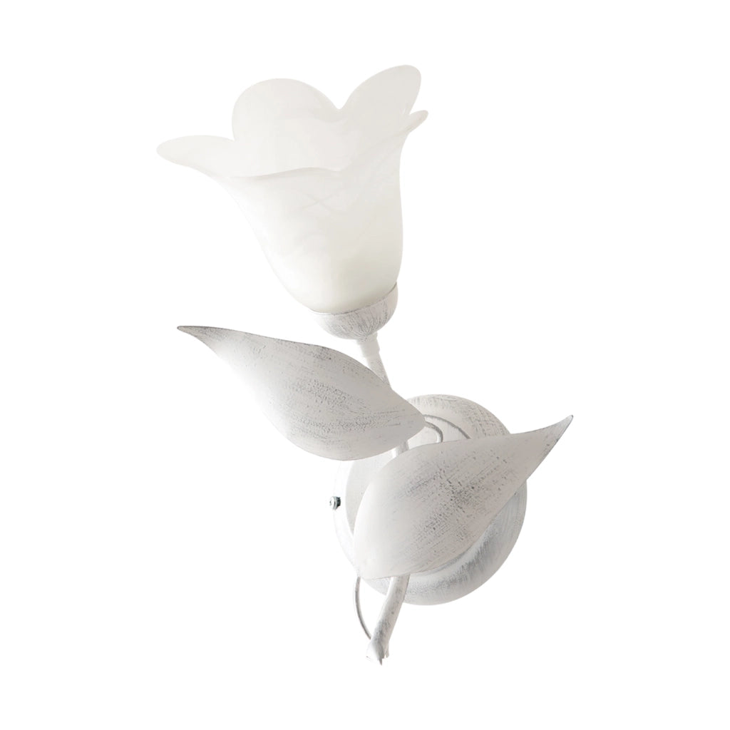 Applique 1 Luce Olga Ferro Battuto E Vetro Bianco E Argento BeLight