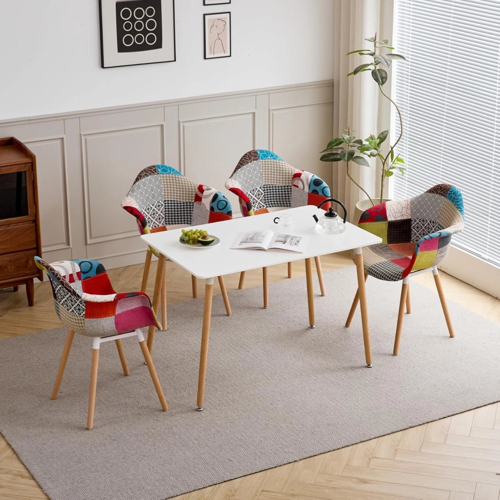 GrandCA HOME Set di 2 Poltrone Patchwork, Sedia da Pranzo in Stile Nordico Sedia Da Cucina Per Sala da Pranzo, Soggiorno, Camera da Letto (Rosso A5-2)