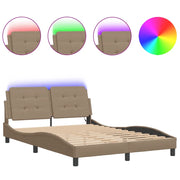 Letto matrimoniale | Letto per adulti | Giroletto con LED senza Materasso Zadar Cappuccino 140x200 cm