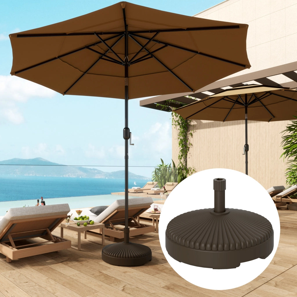 Base per Ombrellone da Giardino Riempiabile ¨C Zephmum ¨C 28 kg Sabbia 23 L Acqua ?55x30 cm Marrone