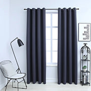 Tende Oscuranti con Anelli in Metallo 2 pz Antracite 140x225 cm 134419