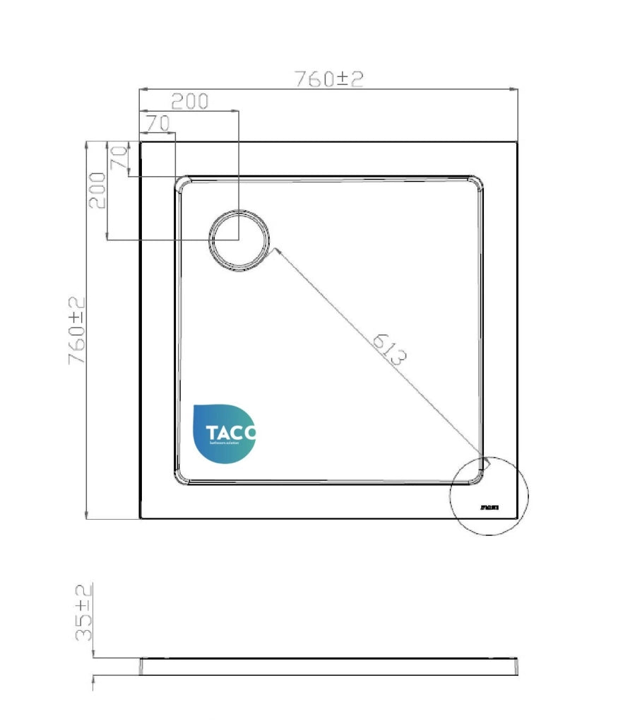 Piatto doccia ribassato 76x76 cm EASYFLAT resina H3.5 cm MONACO Bianco