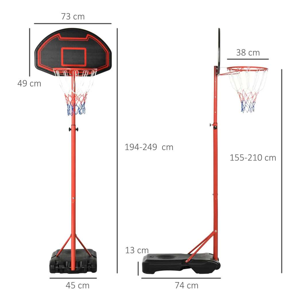 Canestro Basket Portatile Esterno ¨C Xylo ¨C Altezza Regolabile 193.5-248.5cm Acciaio Base Riempibile