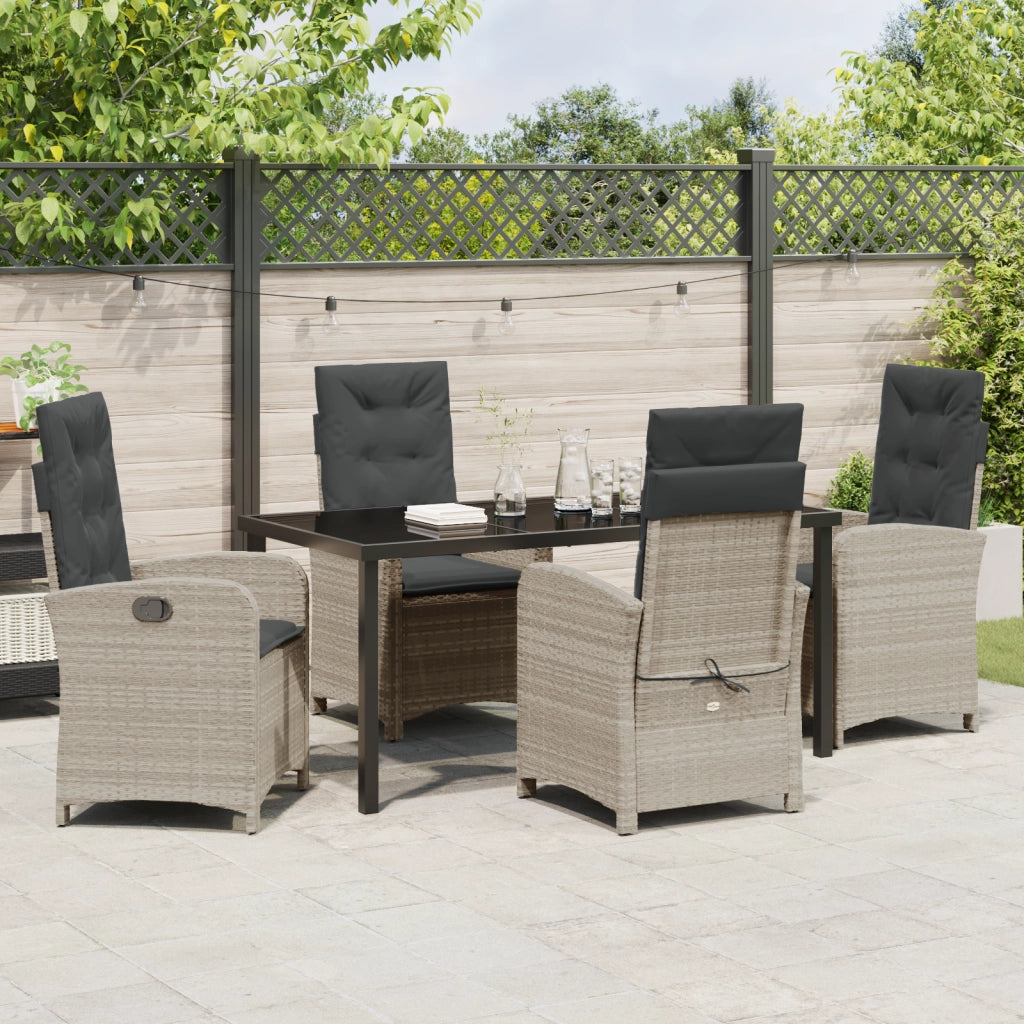 Set di Mobili da Giardino 5 Pezzi con Cuscini Grigio Chiaro Polyrattan