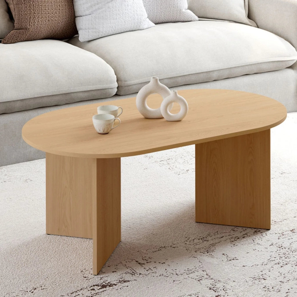 IDMarket - Tavolino ovale MARTHE 110 cm effetto legno di faggio
