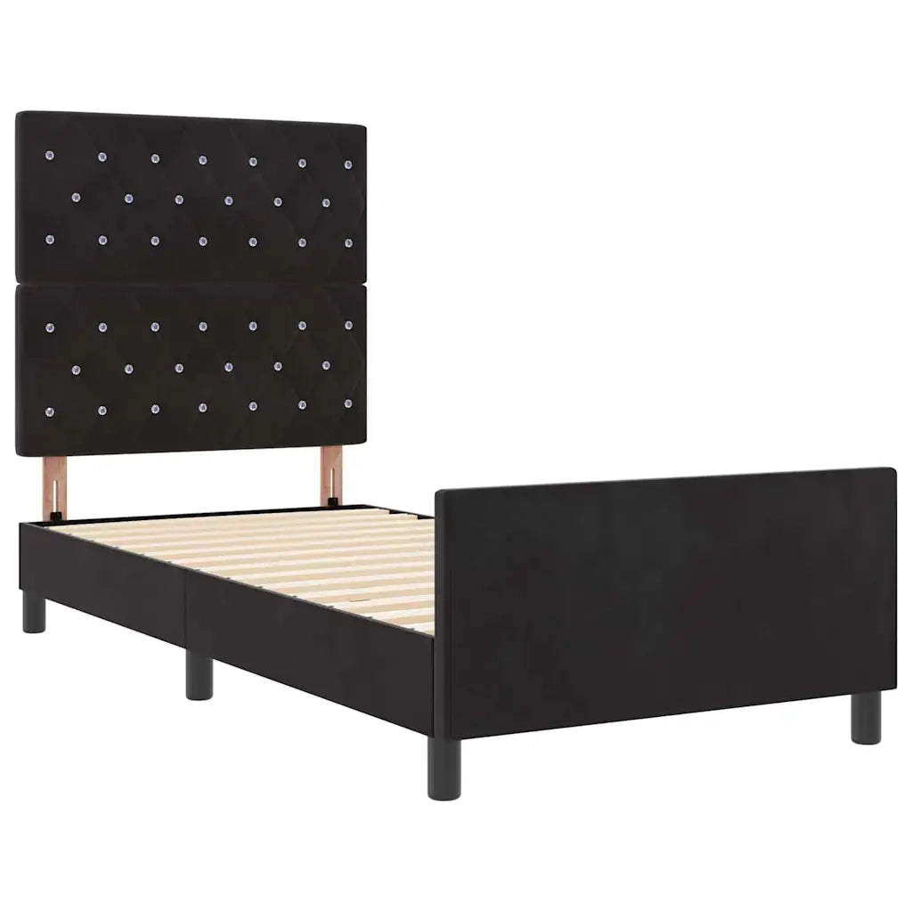 Letto a molle con testiera Nero 90 x 190 cm Velluto 3344845