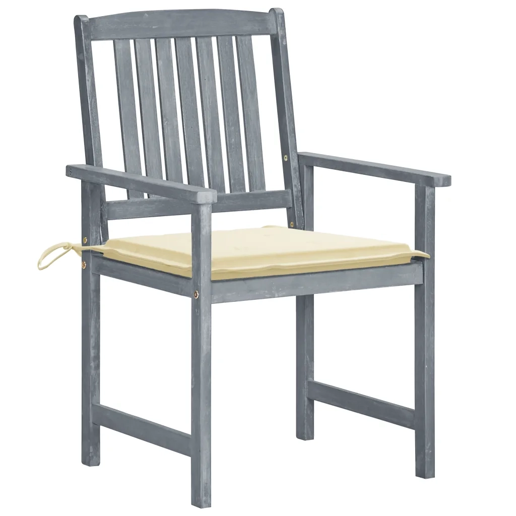 Sedie da Giardino con Cuscini 8 pz in Massello di Acacia Grigie cod mxl 8524