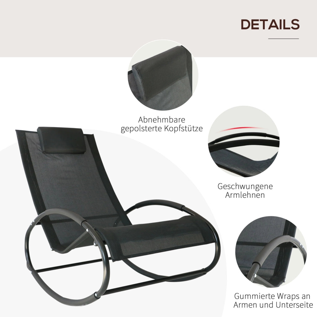 Poltrona dondolo per esterno ¨C Zephmum ¨C Grigio, tessuto, acciaio, 120kg