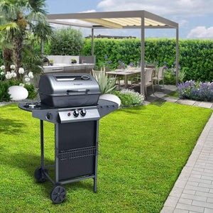 Barbecue a Gas 2,9 kw Alabama Superficie di Cottura in Pietra Lavica Nero