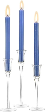 Set di Sostegni per Candelabri in Vetro - Set di 3 Sostegni per Candelabri a Taper per Candelabri di Altura Alta - Decorazione Moderna e Elegante per Feste, Matrimoni e Natale - Decorazione per Tavola, Centro di Tavola e Natale in Vetro da 20/23/26cm
