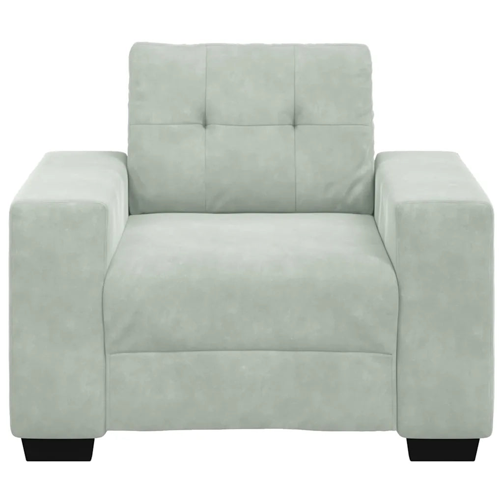 Divano Sedia Grigio Chiaro 60 cm Velluto