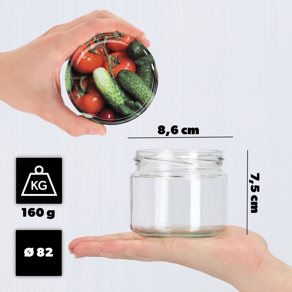 KADAX Sonka barattoli per conserve 330ml 10 pezzi 82mm + coperchi "Verdure"